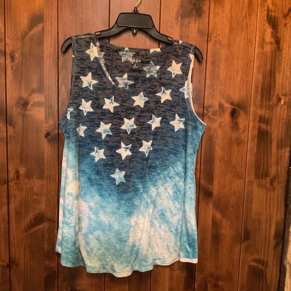 Style & Co. Blue Ombre Star Sleeveless Tank